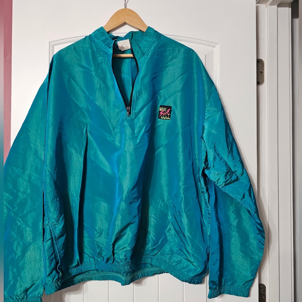 Surf Style Teal Windbreaker Jacket